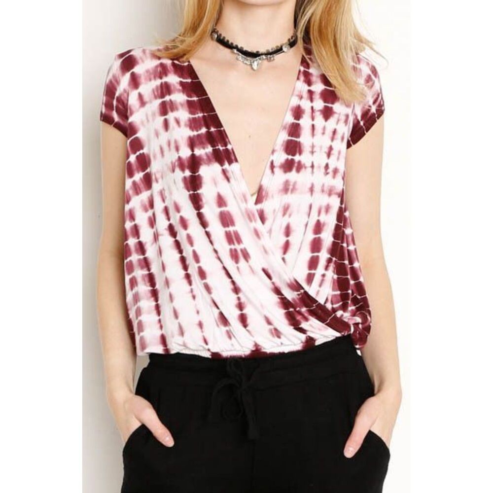 NWOT Chaser Double Surplice Short Sleeve Tie-Dye Tee Size Small